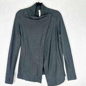 Lululemon Coast Wrap Sweater Cardigan Size 2 Modal Heathered Mod Black